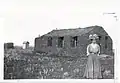 Teacher outside of Wynona school, near Stranraer Saskatchewan 1909