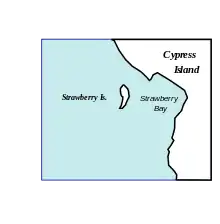 Map of Strawberry Bay (Cypress Island, Washington, USA) and Strawberry Island.