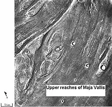 Streamlined islands seen by Viking showed that large floods occurred on Mars.  Image is located in Lunae Palus quadrangle.