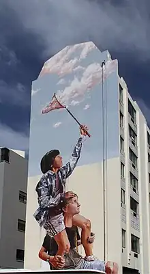 Mural on the wall of Dunedin's Southern Cross Hotel