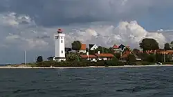 Strib lighthouse at the northern entrance of the Little Belt, Denmark