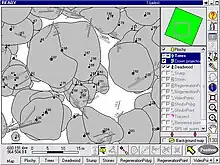 Image 44Mapping can be done with GPS and laser rangefinder directly in the field. Image shows mapping of forest structure (position of trees, dead wood and canopy). (from Cartography)