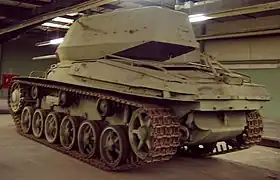 Rear view of strv 74 at the AAF Museum.