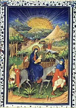 The Flight into Egypt (c. 1405–1408), Marshal Boucicaut's Book of Hours, Musée Jacquemart-André, Paris.