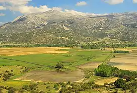 Village Stymfalia, Mount Kyllini, fields wet. Ditch, leading to an irrigation tunnel