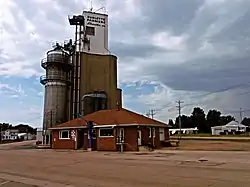 Sublette Farmers Co grain silo in downtown Sublette