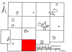 Location of Sugar Creek Township in Putnam County