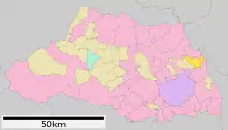 Location of Sugito in Saitama Prefecture