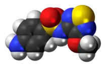 Space-filling model of the sulfametrole molecule