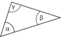 The triangle angle sum theorem states that the sum of the three angles of any triangle, in this case angles α, β, and γ, will always equal 180 degrees.