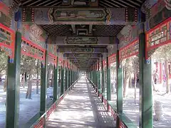 The Long Corridor at the Summer Palace (1750) is 728 meters long. It was built so the emperor could walk through the garden protected from the elements.