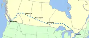 Route map of CN's Super Continental