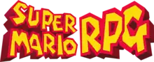 The words "Super Mario RPG" written in an angular yellow font, outlined in red. The letters are three-dimensional.