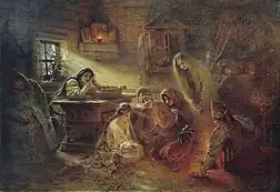 Christmastide Divination. Historic paintings of Russian peasant life made Konstantin Makovsky popular in Russia