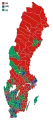 Votes by municipality. The municipalities are the color of the party that got the most votes within the coalition that won relative majority.