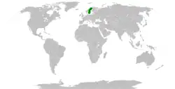 Map indicating locations of Sweden and Taiwan