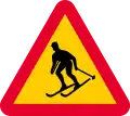 Skiers crossing