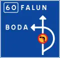 Advance direction sign diagrammatic indicating prohibition of left turning