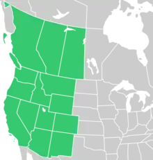 Symphyotrichum eatonii distribution shaded green: Canada — Alberta, British Columbia, and Saskatchewan; US — Arizona, California, Colorado, Idaho, Montana, Nevada, New Mexico, Oregon, Utah, Washington, and Wyoming.