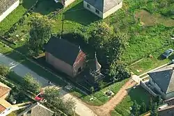 Szamostatárfalva, wooden belfry from above