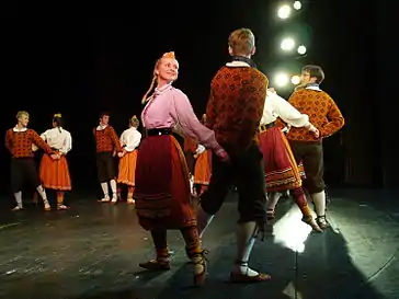 Image 6Folk dance is rather popular in Estonia. Dancers of University of Tartu Folk Art Ensemble. (from Culture of Estonia)