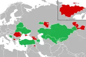 A coloured map of the countries of Europe