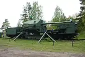 A single mount ТМ-1-180 railway gun at Krasnaya Gorka fort.