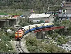 Train passing through Joginder Nagar Bridge