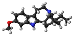 Ball-and-stick model of the tabernanthine molecule