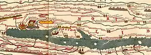 Image 79A map of the Istrian peninsula from the Roman map Tabula Peutingeriana, made sometime in the 4th century (from History of Croatia)