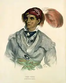 Watercolor portrait of a young Cherokee chief