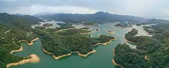 Lake dotted with many islands