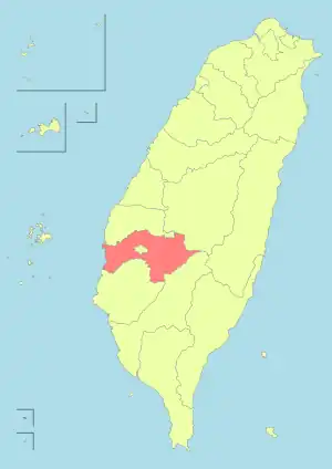 Location of Chiayi County in Taiwan