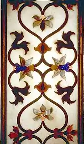 Detail of pietra dura jali inlay