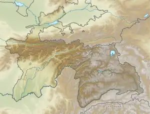 Location of lake in Tajikistan.