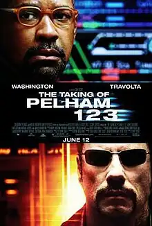 The face of Denzel Washington on the top left stacked above John Travolta on the lower right with the film title in the center.