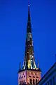 Church tower at night