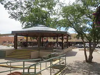 Taos Plaza, the gazebo was donated by Mabel Dodge Luhan