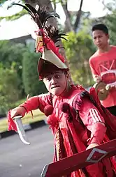 A performer of Kabasaran dance, Minahasa ethnic.