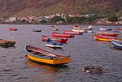 Town of Tarrafal de São Nicolau with its harbor and its boats