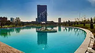 An Artificial lake with musical fountain in Tashkent City Park