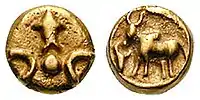 Taxila gold coin (185-170 BCE).