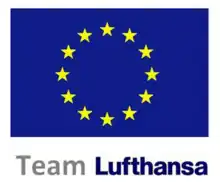 The logo of the airline alliance 'Team Lufthansa' from when it was founded (1996), and when it ceased operations (2003 [replaced by Lufthansa Regional]