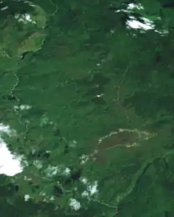 An image of Telefomin from space, the Sepik river can be seen, only a short distance from its source.