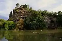 Temple Sybille from the lake shore