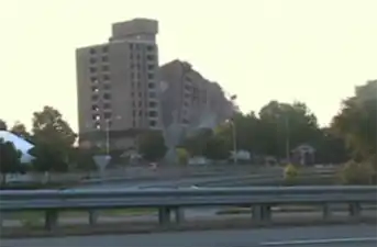 June 2006 demolition of the 12-story Tencza Apartment building in Arlington, Virginia. (See video)