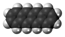 Space-filling model of the tetracene molecule