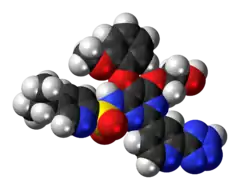 Space-filling model of the tezosentan molecule