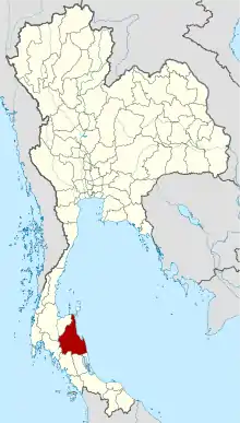 Map of Thailand highlighting Nakhon Si Thammarat province