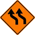 Diverted traffic to left (two lanes)